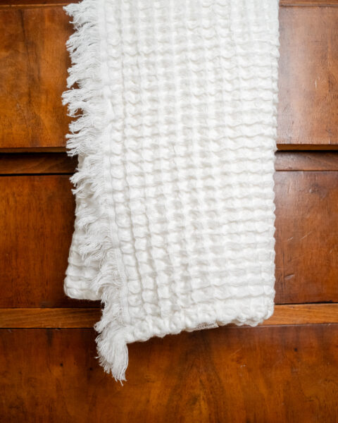 Serviette mains en coton nid d'abeille blanche 45 x 75 cm