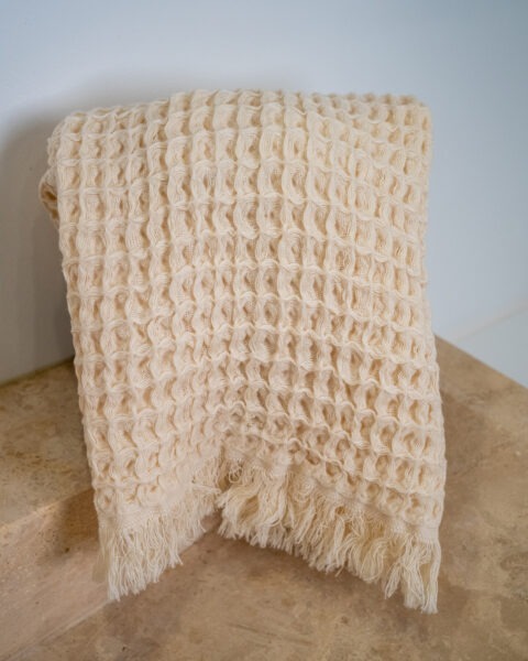 Serviette mains en coton nid d'abeille cappuccino 45 x 75 cm