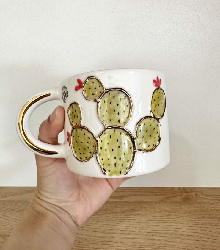 Mug artisanal en céramique – Cactus